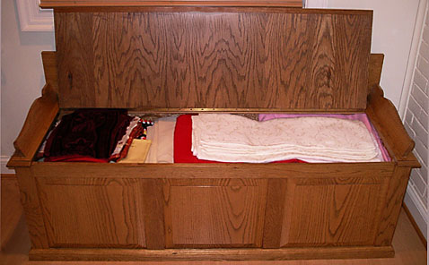 Hope chest with door open